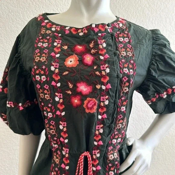 FREE PEOPLE Havana Asymmetrical Embroidered Peasant Dress